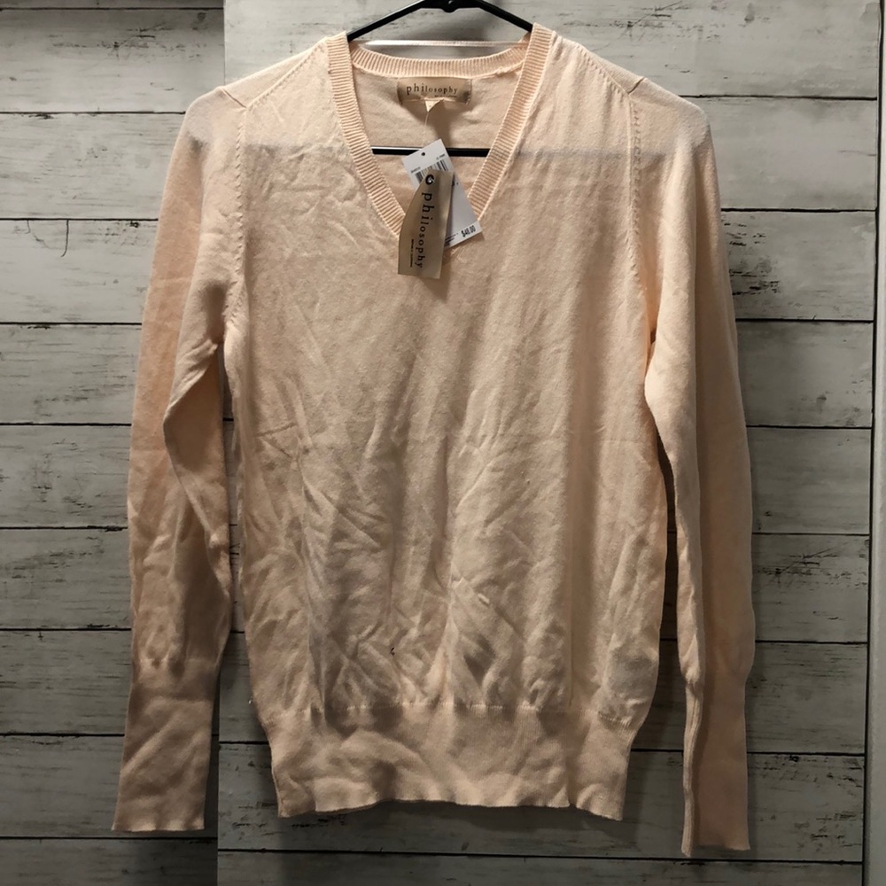 Philosophy  light Pink V-Neck Sweater